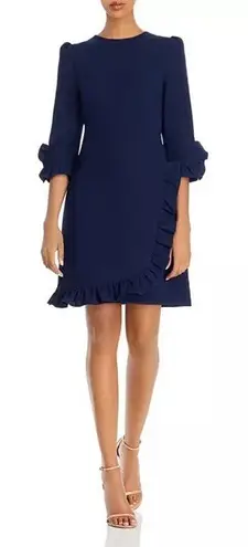 Shoshanna Marina Crepe Ruffle Sleeve Hem Navy Blue Sheath Dress Size 2