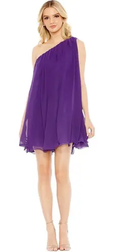 Mac Duggal NEW Size 2 Style 55951 Purple One Shoulder Chiffon A-Line Tent Dress
