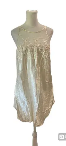 Dentelle Slip Dress Cream Floral Lace Sheer Illusion Tank Mini S