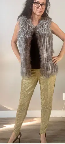 Vintage 80s Lerner gold lamé disco stretch stirrup pants Sz Medium