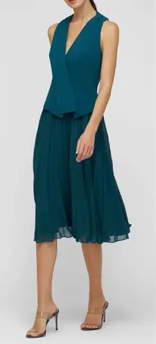 Kay Unger NWOT Orella Pleated vest Midi Ink Teal Dress sz 4