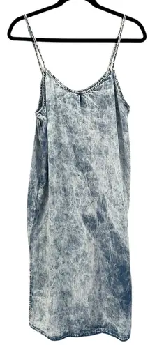 NWT Thread & Supply Acid Wash Carmel Midi Spaghetti Strap Slip Dress Medium Blue