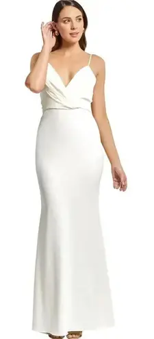 BHLDN Badgley Mischka Draped Top Crepe Skirt Gown Ivory White Size 0
