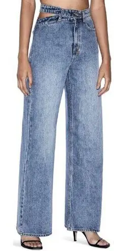 Ksubi Haven High Rise Cutout Waist Denim Wide Leg Jeans Blue Women's Size 27