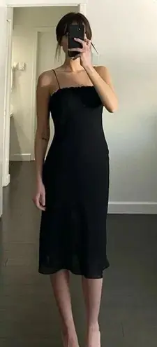 Breakin Loose Vintage Y2K Rosette Appliqué Midi Dress Black Size 3/4