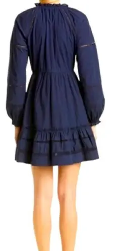 Veronica Beard Danica Navy Blue Long Sleeve V Neckline Tassel Mini Dress Sz M