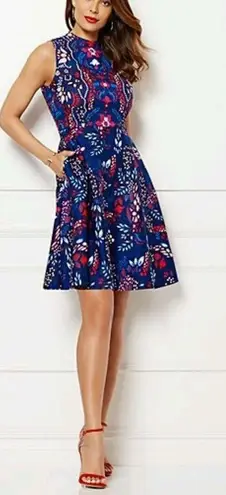 Eva Mendes Collection New York Company Blue Floral Sleeveless Mini Dress Size 0