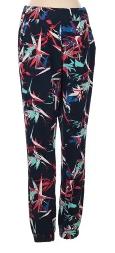 G By Giuliana Red Blue White Tropical Print Jogger Pant Size 2