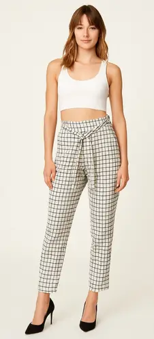 Jules & Leopold Linen Blend Pants Large Black White Windowpane Check Tie Waist - Image 1