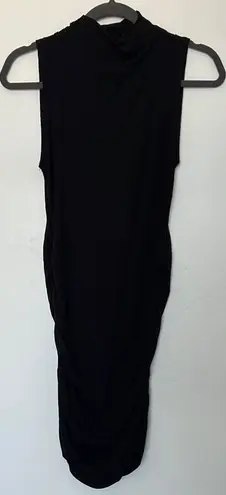 Antistar Ribbed Knit Mock Neck Sweater Midi Dress Black Size Small