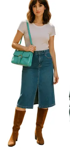 Y2K VTG. ILI NY TIFFABY BLUE LEATHER LONG SHOULDER BAG PURSE EUC.