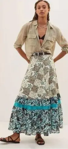 Raga Anthropologie Floral Patchwork Cotton Boho Maxi Skirt Size M $185