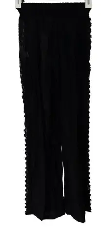 Elan Black Crochet Design Loose Fit Pants Small