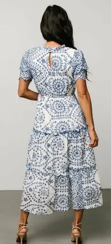 Baltic Born Mirabel White And Blue Eyelet Midi Dress