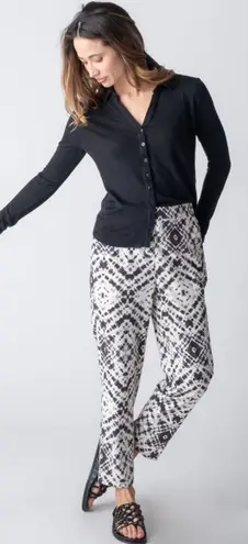 margaret o'leary Pull-On Pants Stretch Ikat Tie Dye Cream Gray Size Small