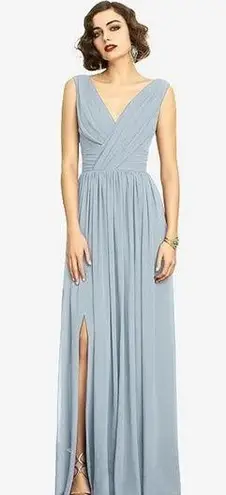 Elegant New Dessy Collection Vivian Diamond Chiffon Drape Gown! Blue Size 0