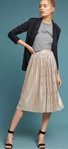 Sabina Musáyev x Anthro Cassia Shine Midi Skirt Size 4 Gold
