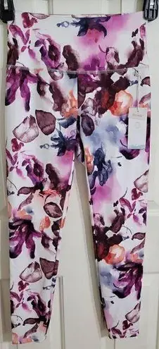 Balance Collection Balance Connection Purple Floral Active Leggings with Dry-wik, Sz M New