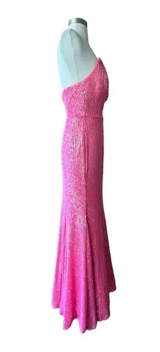 Camille La Vie  NEON PINK Trumpet Gown Dress Strapless Sequins Sleeveless 12 NWT