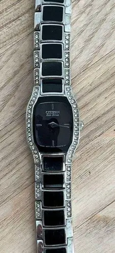 Citizen Eco-Drive Ladies Watch Crystals Black Dial and Bracelet Solar Powered