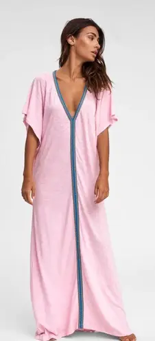 pitusa • Pima Abaya maxi dress Light Pink kaftan cover up caftan embroidered Size L