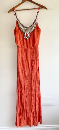 As You Wish Orange Sleeveless Maxi Dress Size Small 