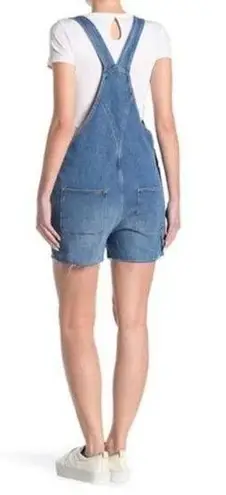 Frame  Le Garcon Cutoff Denim Short Overalls Shortalls Islet Blue Large Raw Hem