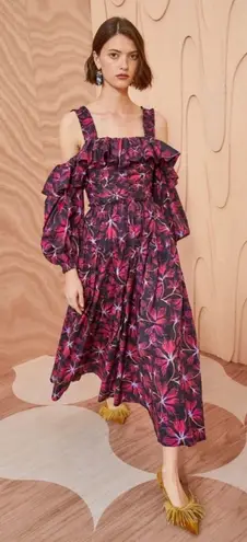 Ulla Johnson NWT Caprice Ruffled Floral Print Midi Dress Zinnia Sz 2 $550
