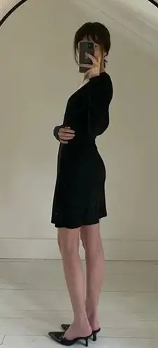 Hugo Buscati Collection Vintage 90s Plunge Neck Mini Dress Black Size S