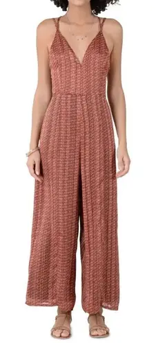 Molly Bracken  Geo Print Strappy Retro Rust Jumpsuit NWT - Image 1