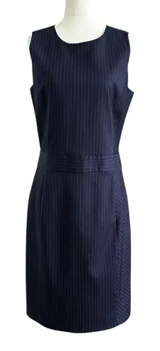 Brooks Brothers Blue Red Fleece Pinstripe Sheath Dress Women's Size 6 | 71-39