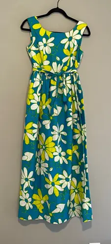 Sun Fashions of Hawaii Casual Girl Vintage Floral Daisy Maxi Dress Size XS Blue
