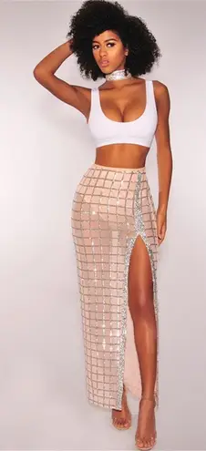 Silver and Nude Women's Skirt