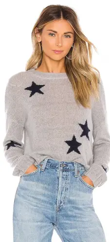 Rails Perci Knit Crewneck Long Sleeve Sweater Light Gray Navy Blue Star Medium