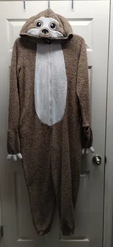 Way to Celebrate Size XL Unisex Adult Furry Sloth One Piece Costume Pajamas Brown