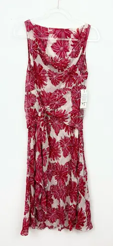 Chetta B Vintage Y2K Silk Sequined Draped Pink Floral Midi Dress