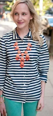 J. Crew Women's Striped Long Sleeve Boy Button