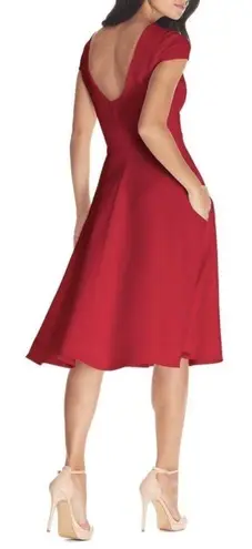 Dress the Population NWOT LIVIA GARNET RED FIT & FLARE DRESS sz L