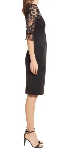 Eliza J Social 3D Lace Sleeve Scuba Dress 4 EUC