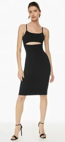 Babaton | Black Fissure Sculpt Knit Front Cut Out Bodycon Dress Sz. Large