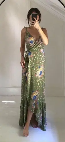 Auguste Eve Market Floral Wrap Maxi Dress in Olive Size 4 Retail $173