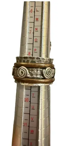 Sterling Silver Copper Anxiety Spinner Ring Hammered Metal Spinning Size 8.5