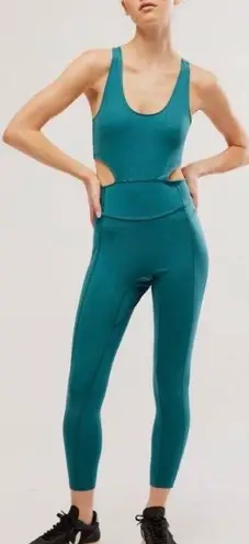 Free People Movement XS Back it Up Jumpsuit Dark Green Teal