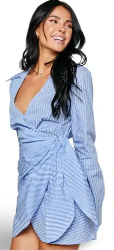 Beginning Boutique NWTS🦋SZ 4 🦋 HOLLY FRENCH BLUE STRIPED TIE WAIST MINI DRESS