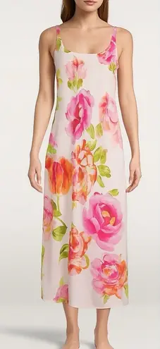 Natori South Pacific Floral Robe & Slip Nightgown Set Pink Orange Ivory Size S M - Image 1