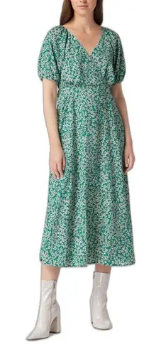 Luxology Womens Floral Print Boho Flutter Sleeve Midi Dress - Sz L