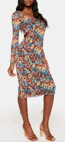 AFRM Bohemian Women’s Multicolor Floral Mesh Midi Body