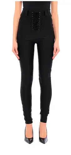 Unravel Project Ben Taverniti Lace Up Leggings Skinny Satin Black Size Small Black