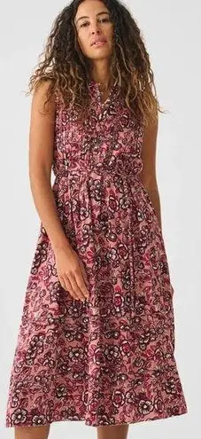 Faherty NEW Isha Midi Dress Rose Desert Bloom Floral Extra Small Linen Blend