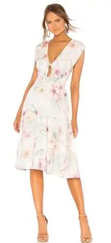 Yumi Kim Ivory Spring Fling Floral Tie Bodice Reminisce Midi Dress Size S
